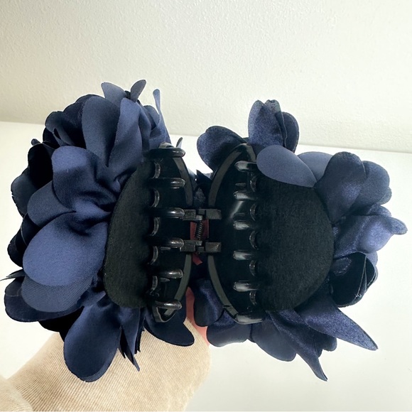 Big Boho Flower Hair Clip in Navy Blue - Picture 3 of 5